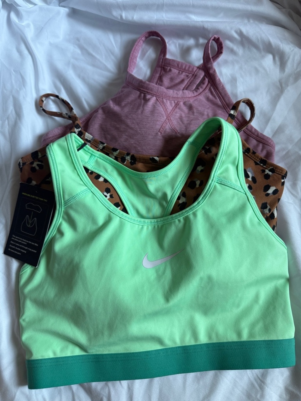 Nike Mint Green Sports Bra with Dark Green Band